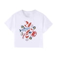 thumbnail image 4 of Women Korean Style Printed Round Neck Short Sleeve T Shirt Versatile and Slim Fit Cropped Shirt Vintage Tops, 4 of 4