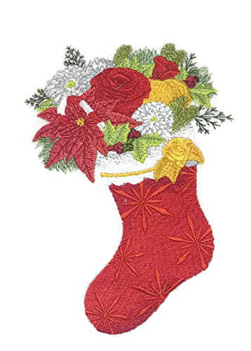 6.85 4.86 Merry Christmas Stocking Bouquet Embroidered Iron on/Sew Patch