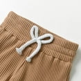 thumbnail image 5 of Newborn Baby Boy Clothes Ribbed Knitted Cotton Short Sleeve Romper +Pants Solid Color Summer Outfits Khaki, 5 of 6