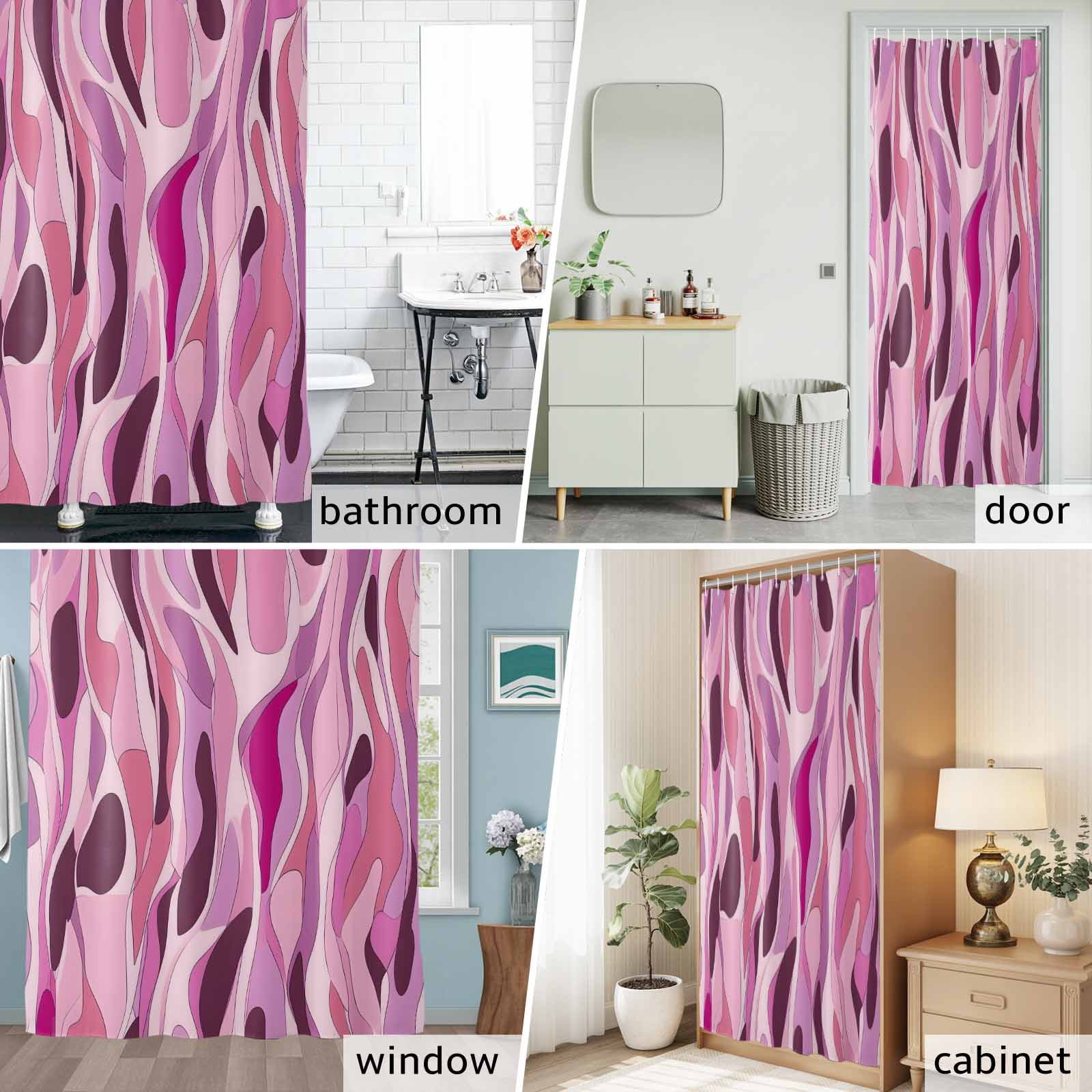 Modernism Style Fabric Shower Curtain Water Ripple Washable Shower Curtains for Bathroom, Waterproof Bath Curtain with Hooks Home Decor 72x72in