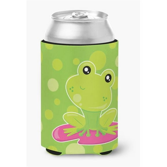 Frog on Lily Pad Green Polkadots Can or Bottle Hugger