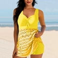 thumbnail image 2 of MGDXOX Women's Tankini Swimsuit Two Piece Flowy Swimdress Tummy Control Bathing Suits with Boy Shorts Modest Athletic Swimwear Yellow XXXL, 2 of 5