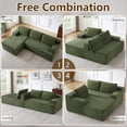 thumbnail image 6 of 96" Boneless Cloud Couch with Chaise, Modular Sectional Sofa for Living Room, No Assembly Required, Deep Seat Corduroy Couch, Green, 6 of 8