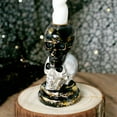 thumbnail image 2 of Cheapark Two-Tone Skull Candlestick Holder Halloween Home Holiday Resin Ornament For Table Centerpiece Mantel Spooky Gothic Decor, 2 of 6