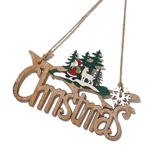Letrero de Puerta de Navidad Billuyoard Placa de Madera Tipo 3