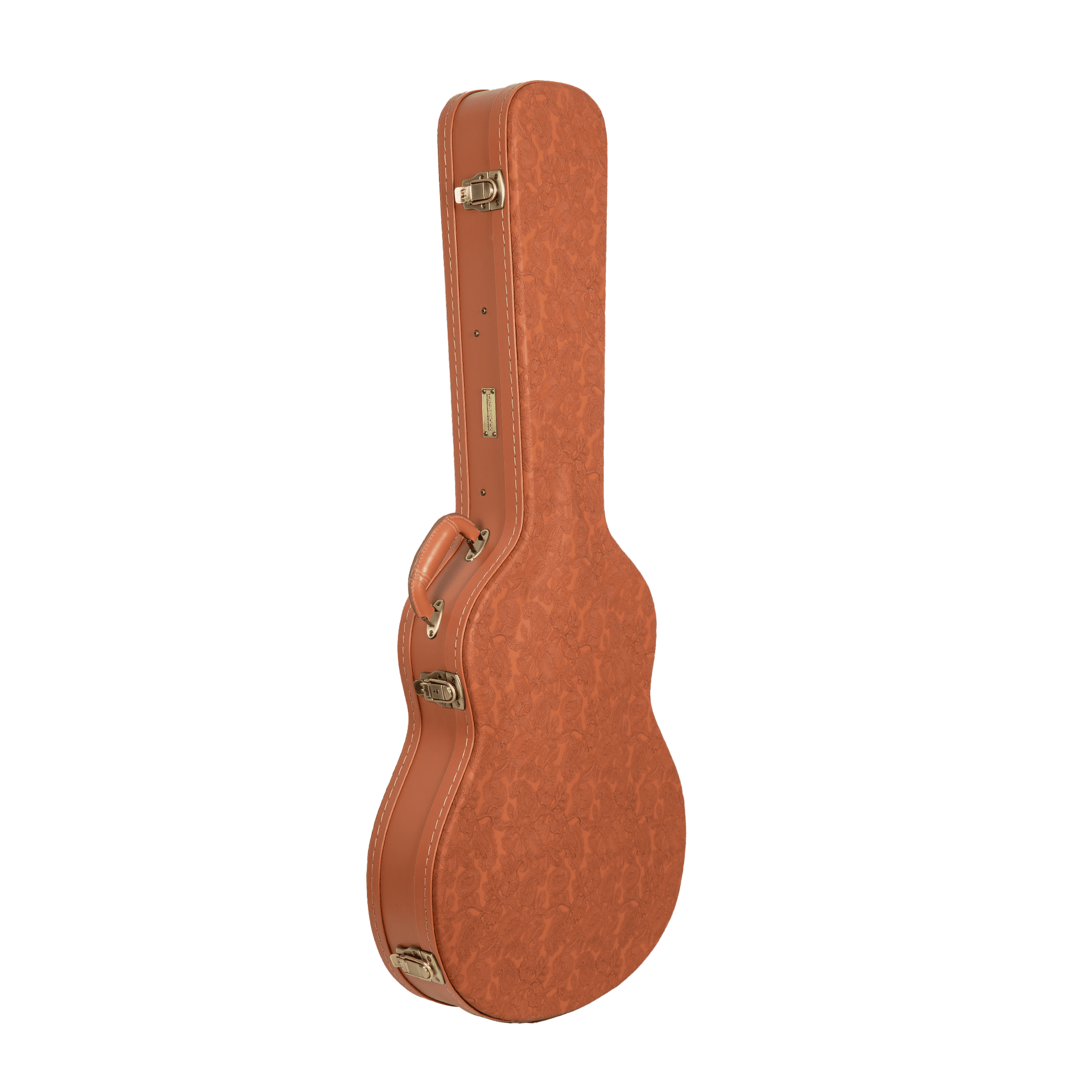 Crossrock Relief Series - Premium Wooden Case for 335 Style 6-string Semi-Hollow Electric Guitars, featuring a Highly Textured Surface and Mink Imitation Fleece Interior - Red Wood