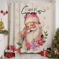 thumbnail image 2 of Santa Claus Pink Snowflake Shower Curtain for Bathroom, Poinsettia Flower Retro Linen Waterproof Shower Curtains Washable Quick Dry with Hooks Bathtub Curtains 72x72IN, 2 of 9