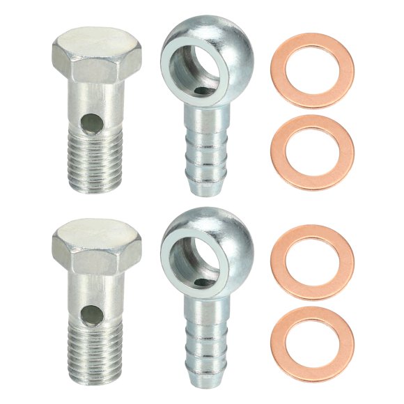 Unique Bargains 2 Set 12mm ID 10 mm OD M12x1.5 Car Banjo Hose Barb Bolt Fittings Universal Banjo Fitting with Washers