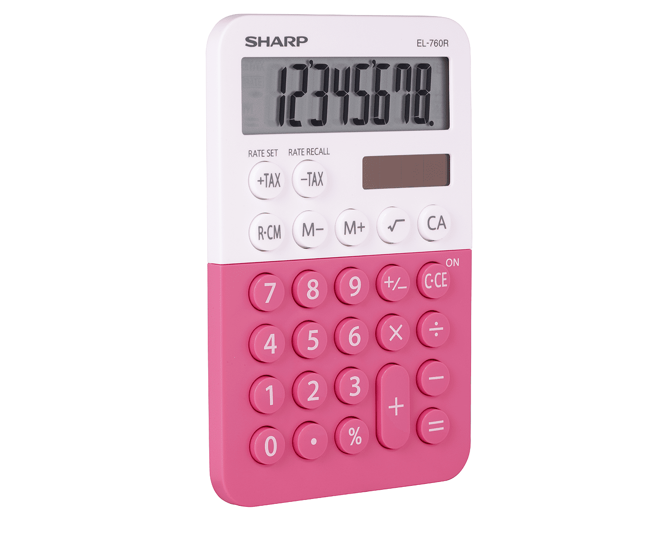 Sharp EL760RPK Student Desktop Calculator for Elementary & Middle School, XL 8-Digit Display, Twin Power, Inclined Screen, Tax Keys & Constant Calculation Function