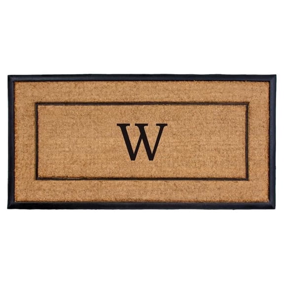 Calloway Mills  24 x 48 in. The General Monogram Rectangular Doormat, Natural & Black - Letter W