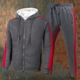 thumbnail image 2 of JAJAHO Men's Hooded Athletic Tracksuit Sweatsuit Long Sleeve Full-Zip Jacket Jogging Sweatpants 2 Piece Striped Sport Stylish Outfit, 2 of 3