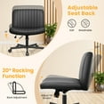 thumbnail image 6 of COOLHUT Office Chair Armless Criss Cross Legged Chair with Wheels, PU Leather Comfy Home Office Desk Chairs, Wide Seat Vanity Task Computer Chair, Black, 6 of 16