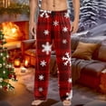 thumbnail image 1 of Print Casual Pants With Drawstring Elastic Waist Comfortable Holiday Trousers For Everyday Wear Red L, 1 of 3