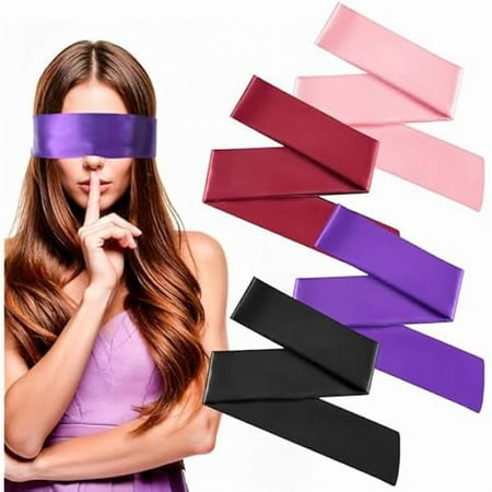 wonima66 4pcs Silk Blindfold and Hand Ties for Bedroom,59In Silk Blindfolds for Adult Play,Satin Blindfold Eye Masks for Sleeping, Adjustable Blind Folds for Adult Play for Travel,Nap(Multicolor)