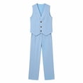 thumbnail image 4 of Busydd Men Two Piece Sets Trendy Ribbed V Neck Sleeveless Button Vest and Pants Suit Casual Solid Color Beach Vacation Outfits S, 4 of 7