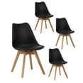 thumbnail image 2 of Dining Chairs Set of 4, Modern Kitchen Chairs, Upholstered Dining Room Seats with Sturdy Wooden Legs, High-Density Sponge Cushion and PU Leather for Restaurant Hotel, Black, 2 of 11