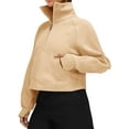 thumbnail image 2 of Liacowi Women Juniors Cropped Half Zip Up Hoodie Fleece Lined Pullover Sweater Long Sleeve Crop Top Workout Sweatshirt with Pocket, 2 of 5