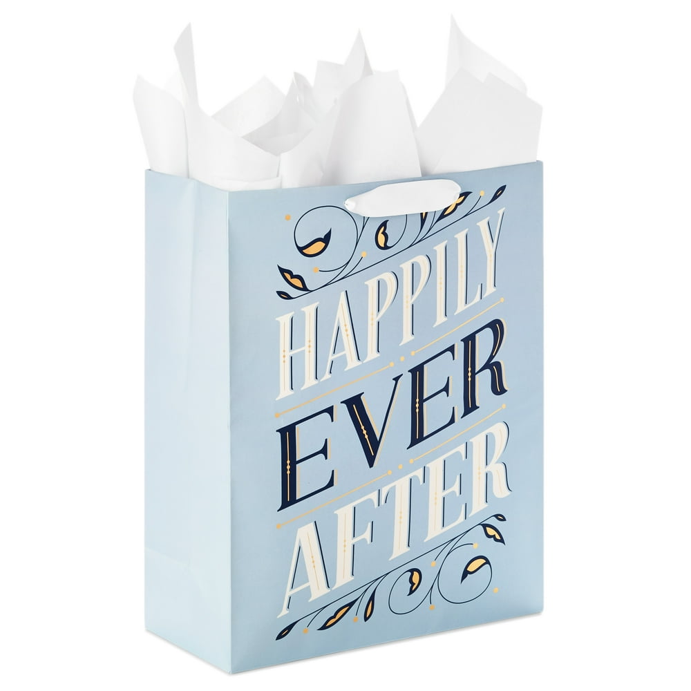 Hallmark 15" Extra Large Gift Bag with Tissue Paper ("Happily Ever After") for Weddings