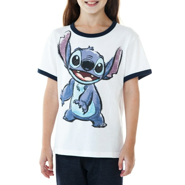 Disney - Disney Stitch Ringer Short Sleeve T-Shirt White (Big Girls) - Walmart.com - Walmart.com