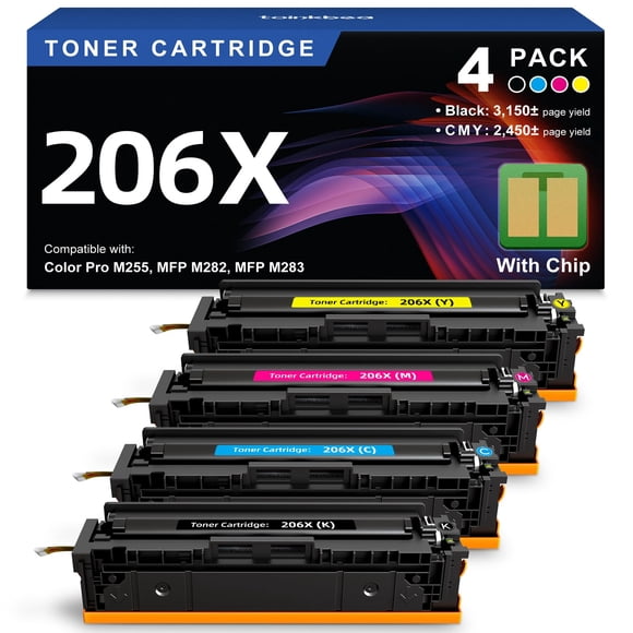 Cartuchos de tóner toinkbea 206X de alto rendimiento paquete de 4 para impresora HP