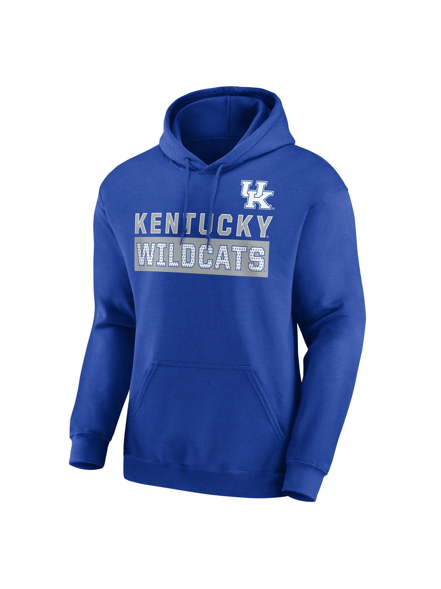 NCAA Kentucky Wildcats Men's Royal Stacked Cotton Fleece Pullover Hoodie, Up to Size 3XL