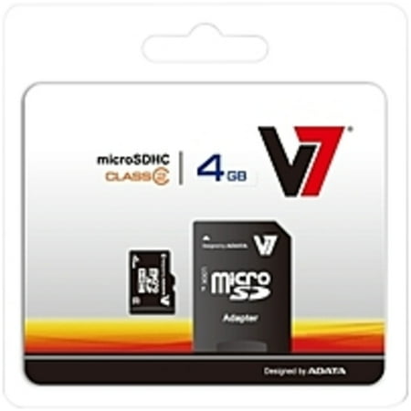 V7 VAMSDH4GCL4R-1N 4 GB Micro SDHC Class 4 Flash Memory Card with SD Adapter