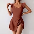 thumbnail image 2 of LYMAYTER One-Piece Swim Dress for Women Ruffle Tummy Control Swim Dress Tie Knot Skirt Bathing Suit S-2XL, 2 of 10