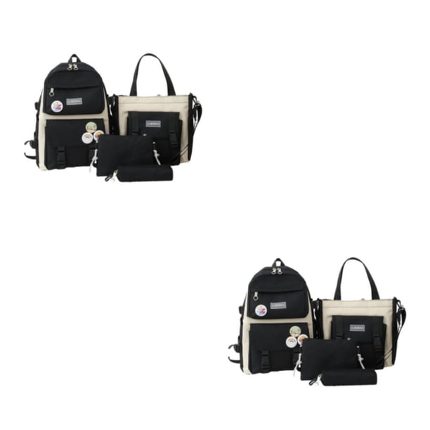 Minnieouse escolar para niños antirrobo de tela Mochilas escolares antisísmicas resistentes al desgaste transpirables negras negro 2Conjunto