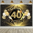 thumbnail image 4 of Happy 40th Birthday Backdrop Banner for Women Men Black and Gold Birthday Backdrop Background Gold Balloons Photo Background 40th Birthday Decorations Banner Party Supplies, 4 of 6