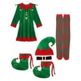 thumbnail image 5 of TiaoBug Womens 6Pcs Christmas Elf Santa Helper Costume Full Set Adult Xmas Holiday Party Cosplay Outfits Green-A XL, 5 of 8