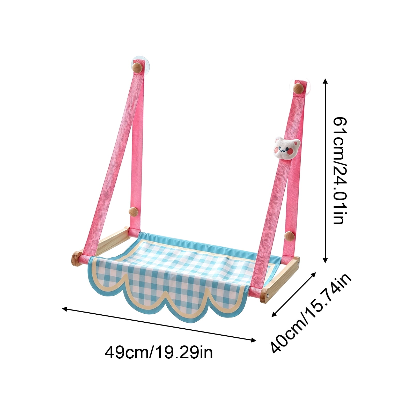 Hanging Window Cat Hammock, 360° Panoramic View Window Perch, Canvas Bed, 4 Heavy-Duty Suction Cups, Space-Saving Cat Lounge(15.7"*19.3",Blue)