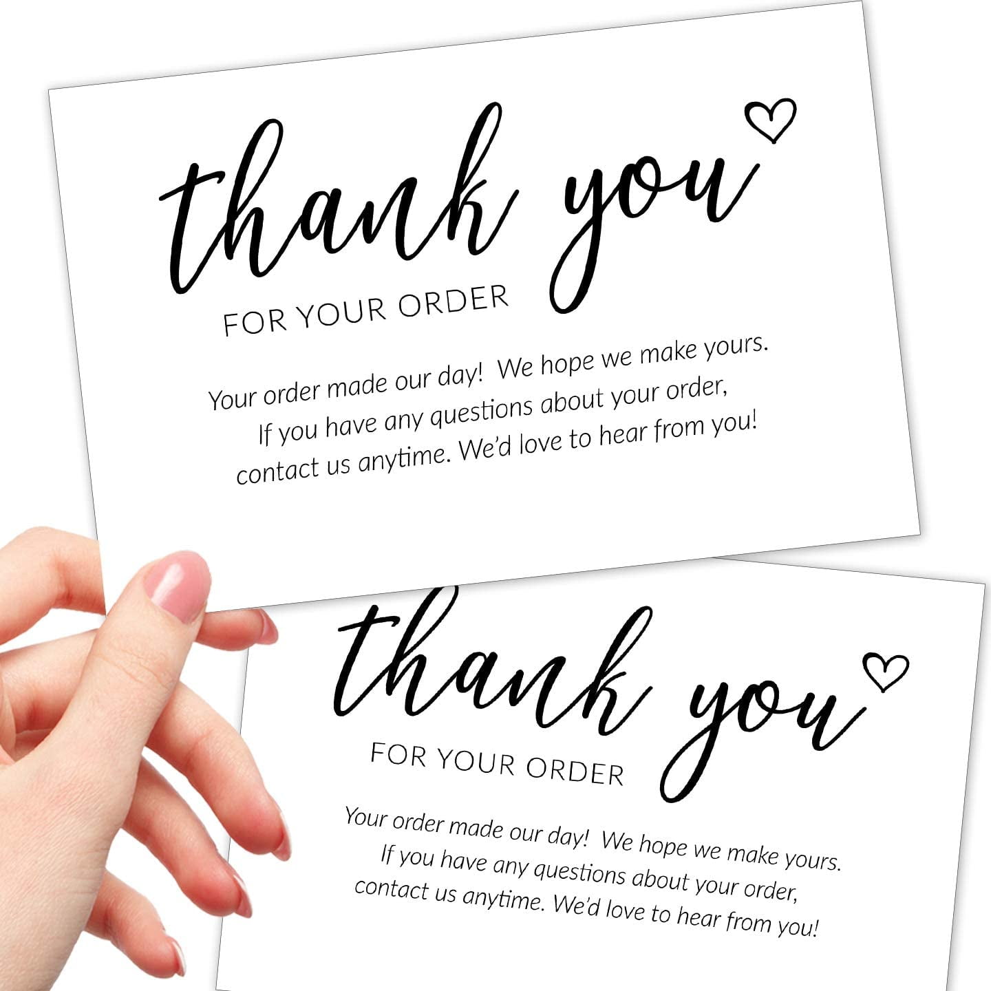 50 Extra Large Thank You For Your Order Cards - 4x6" Bulk Package Inserts for any Small Business