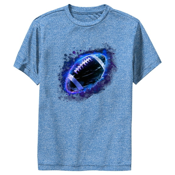 Boy's Lost Gods Football Purple Fire Performance Graphic Tee Royal Blue Heather Small