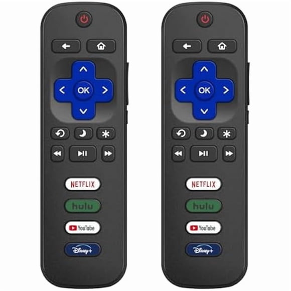 xixishop (Lot de 2) Remplacement pour Télécommande de Téléviseur Roku, Compatible avec TCL Roku/Hisense Roku/Onn Roku/Roku Téléviseurs Intelligents Intégrés. (Non Compatible avec les Sticks Roku Ni la Boîte). Garantie de 1 An.