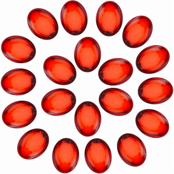 20Pcs Oval Acrylic Rhinestones Cabochons Flat Back Gem Stones Red Gems Plastic Jewels Embellishments