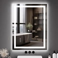 thumbnail image 2 of LED Bathroom Mirror 24x32 Inches - Anti-Fog. 3X Magnify. Front and Backlit. Frameless Design. Wall Mount Vanity Mirror for Sink. Bedroom. Entry, 2 of 11