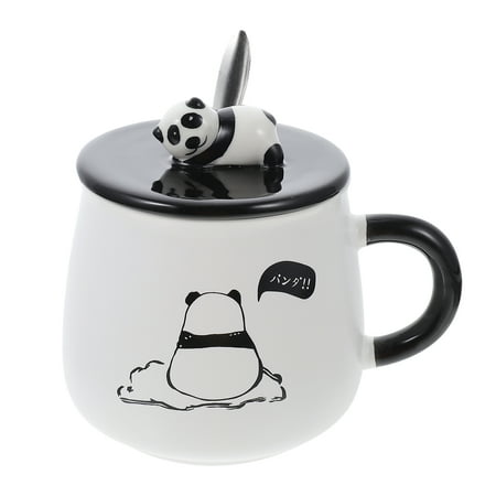 

Panda Pattern Coffee Storage Cup Breakfast Milk Mug Simple Milk Mug with Spoon