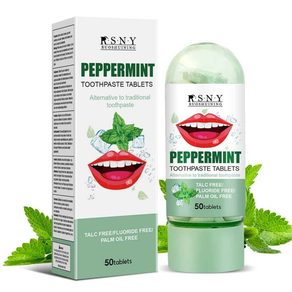 FcBaudy Toothpaste, Whitening Toothpaste, Peppermint Toothpaste Tablets Alternatives To Traditional Toothpaste 50tablets Toothpaste flakes