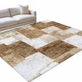 Brown Patchwork Washable Area Rug 2.7 x 5 ft Modern Abstract Light ...