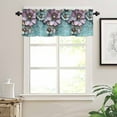 thumbnail image 3 of nqOlkjepod Purple Flowers Farmhouse Short Window Curtain Valances, Retro Floral Pastoral Mottled Walls Rod Pocket Kitchen Valances for Living Room Bedroom Bathroom Cafe, 1 Panel - 42" x 12", 3 of 8