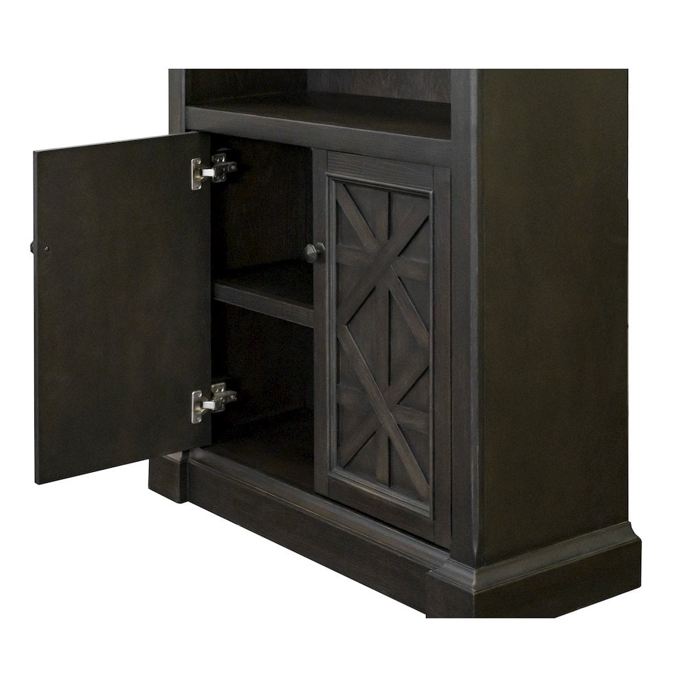 Traditional Wood Bookcase With Doors Office Shelving Storage Cabinet Dark Brown