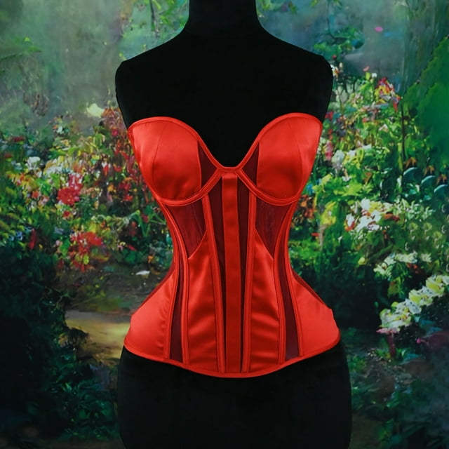 Soki Corsets pour Femmes Corset Steampunk Corsets Lacé Bustier Costume Pirate Rouge G
