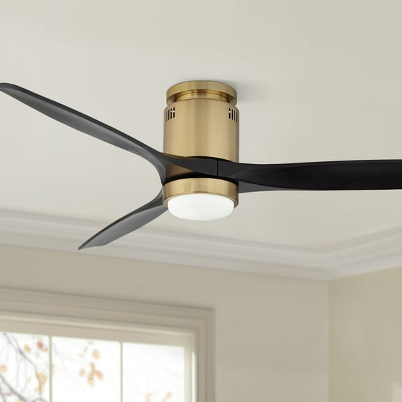 Casa Vieja 52" Windspun Modern Indoor Ceiling Fan 3 Blade LED Light Remote Control Soft Brass Finish Motor Bedroom Hugger DC Motor