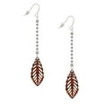 thumbnail image 2 of Delight Jewelry Acrylic Medium Leaf Pearly Brown - Silver-tone Long Sparkle Dangle French Earrings, 2 of 4