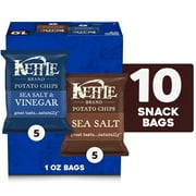 Kettle Brand Potato Chips, Variety Pack of Sea Salt and Salt & Vinegar 1 oz Snack Bags, 10 Ct