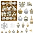 thumbnail image 6 of Lolsea 82pcs Christmas Balls Ornaments Set, Shatterproof Plastic Decor for Xmas Tree with Hanging Strings, Gold & White, 6 of 9