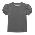 thumbnail image 2 of Teylalorva T-Shirt for Girls, Crewneck Summer Trendy Puff Short Sleeve Kids Cute Casual Tee Gray Size 4, 2 of 8