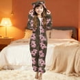 thumbnail image 6 of Girls Cute Bear Print Fleece Jumpsuits Hooded Zip-Up Sherpa Rompers Winter Warm Onesie Romper with Pockets for Kids 5-14 Years, 6 of 6