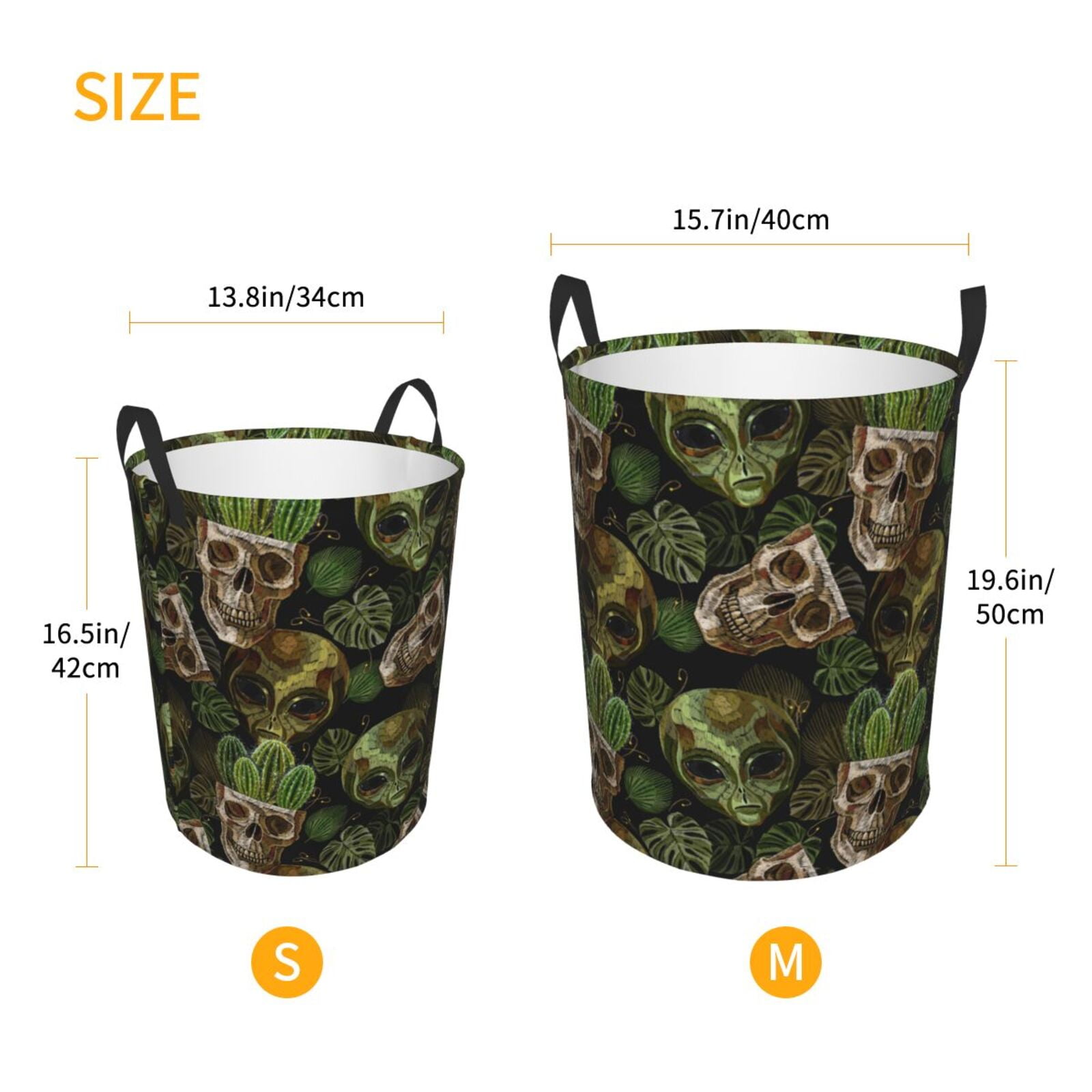 Large Laundry Basket with Handles - skull Cactus Pattern Kids Baby Dirty Clothes Laundry Hamper for Bedroom Aesthetic