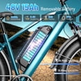 thumbnail image 5 of YareYi Electric Bike for Adults 26", 750W Rated E-Mountain Bicycle, 28MPH Fat Tire Ebike, 48V 15Ah Removable Battery, 7 Speed and Front Suspension with Rear Rack, UL2849 Certified, Blue, 5 of 8